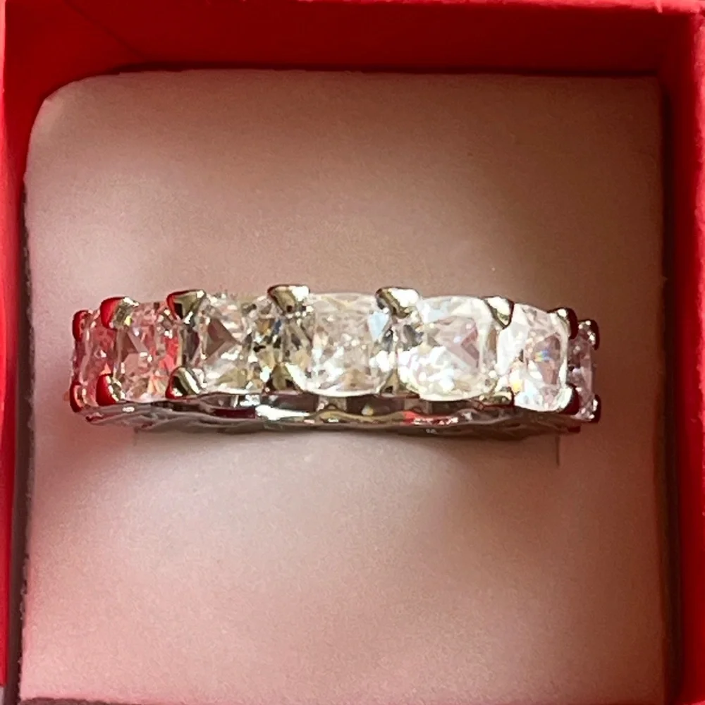 NIB Silver Plated Crystal Eternity Band Sz 8